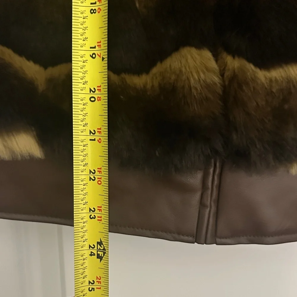 Chico's Striped Faux Fur Vest - Brown and Black - Picture 7 of 8